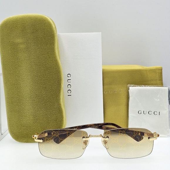 GUCCI UNISEX GG1221S 004 GUCCI RIMLESS GG LOGO ON LENS SUNGLASSES - Picture 6 of 16